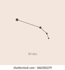 Constelación de Aries Zodiac con un estilo lineal minimalista a la moda. Símbolo y signo del vector horoscopio.