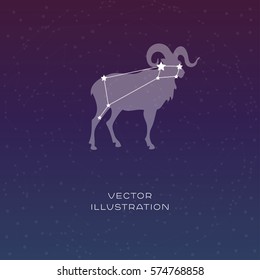 Aries zodiac constellation vector sign with animal silhouette