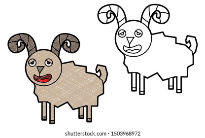 Aries zodiac design vector with texture. black and white colors