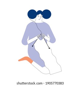 Aries zodiac girl in vector. Vector zodiac signs.