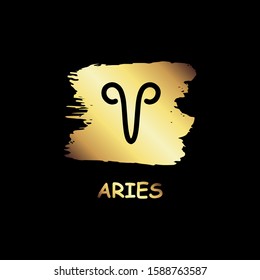 aries zodiac gold icon vector