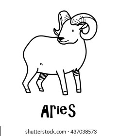 Aries Zodiac, a hand drawn vector cartoon doodle illustration of Aries zodiac, The Ram.