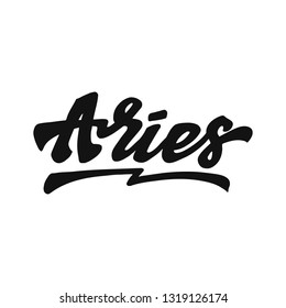 aries zodiac hand lettering vector