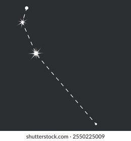 Aries zodiac icon with line and point. Detailed flat vector illustration of the zodiac horoscope constellations on top of a dim star background. Hand drawn	