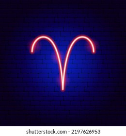 Aries Zodiac Neon Sign. Vector Illustration of Horoscope Promotion.
