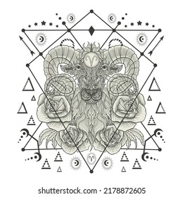 Aries zodiac pattern design art