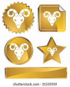 Aries Zodiac Set : Gold satin buttons.