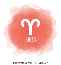 Aries. Zodiac sign. Astrological calendar. Zodiacal color vector horoscope. Smoky circle. Line symbol