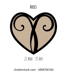 Aries Zodiac sign. Astrological horoscope collection. Vector zodiac stylized symbol.