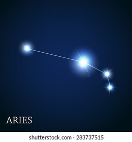 Aries Zodiac Sign of the Beautiful Bright Stars Vector Illustration EPS10