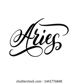 Aries - zodiac sign , calligraphy style inscription