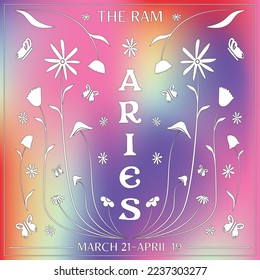 Aries Zodiac Sign Celestial Gradient Ombre Trendy Background