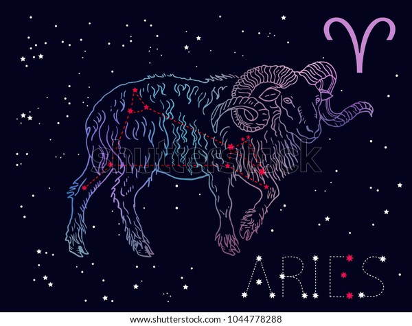 Aries Zodiac Sign Constellation Horned Sheep Stock Vector (Royalty Free ...