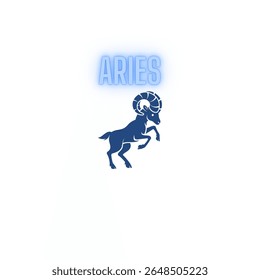 Aries Zodiac Sign with Glowing Text