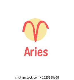 Aries zodiac sign, hand drawn vector icon, isolated on white
