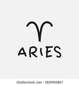 Aries zodiac sign hand drawn design 