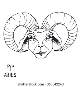 Aries Zodiac Sign Hand Drawn Vector Stock Vector (Royalty Free ...