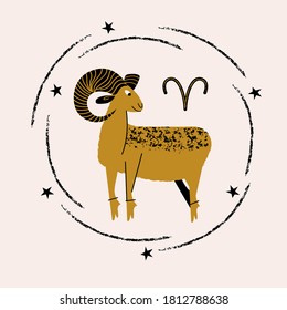 Aries zodiac sign. Horoscope and astrology. Vector illustration in a flat style.