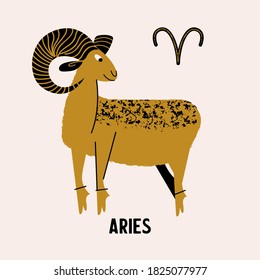 Aries zodiac sign. Horoscope and astrology. Vector illustration in a flat style.