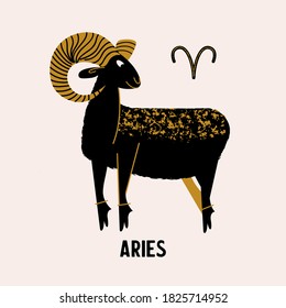 Aries zodiac sign. Horoscope and astrology. Vector illustration in a flat style.