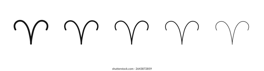 Aries zodiac sign icon black and white vector sign