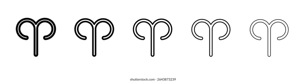 Aries zodiac sign icon black and white vector sign