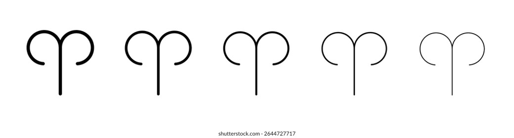 Aries zodiac sign icon flat illustration set logo