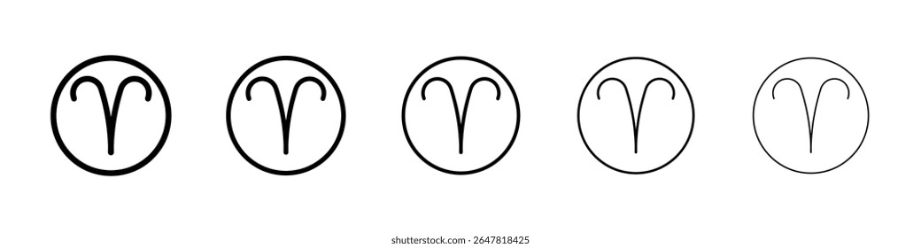 Aries zodiac sign icon isolated vector on white background set