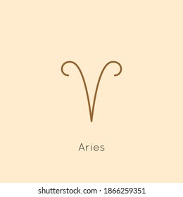 Aries Zodiac sign Icon in a Minimal Linear Style. Vector Horoscope Symbol for Astrology, Calendar, Tattoo, t-shirt print.