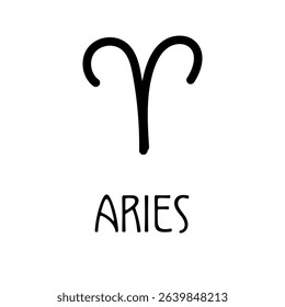 Aries zodiac sign icon, minimalist black symbol graphic