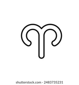 Aries zodiac sign icon outline collection in black