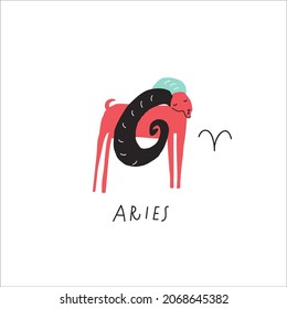 Aries zodiac sign icon. Stylized vector illustration