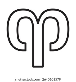 Aries zodiac sign icon Thin line illustration