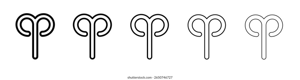 Aries zodiac sign icon vector outline symbol or illustration
