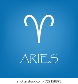 Aries zodiac sign icon. Vector simple illustration of Aries zodiac sign icon on blue background for any web design