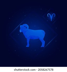 Iconos del signo zodiaco de Aries, Aries de Zodiac con fondo de estrellas de galaxia, Horóscopo de astrología con signos