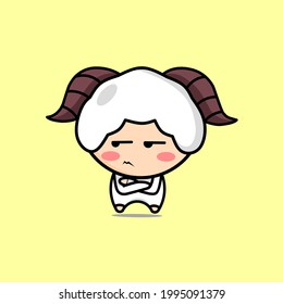 Aries zodiac sign is jealous. kawaii illustration