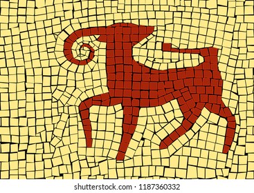 Aries zodiac sign in a mosaic style