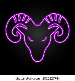 Aries zodiac sign neon, modern glowing banner design, colorful trend of modern design on black background. Vector illustration.