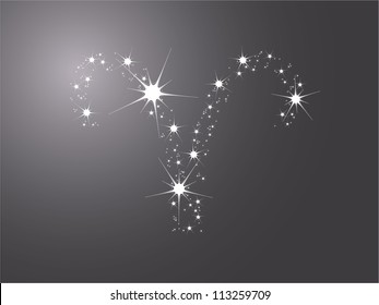 Aries Zodiac sign on the dark background
