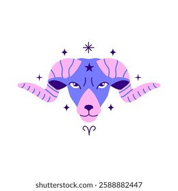 Aries zodiac sign on white background.