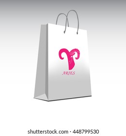 Aries zodiac sign paper bag