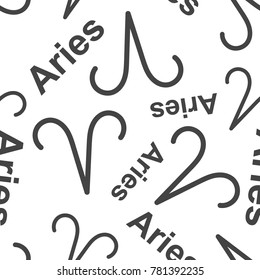 Aries zodiac sign seamless pattern background. Business flat vector illustration. Aries astrology sign symbol pattern.