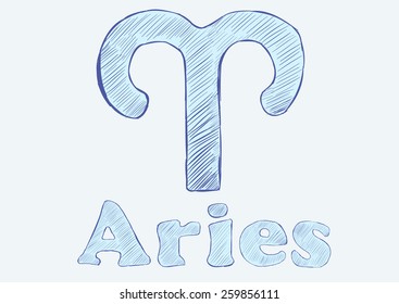 Aries zodiac sign the sketch with an inscription