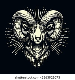 Aries zodiac sign sketch on dark background 