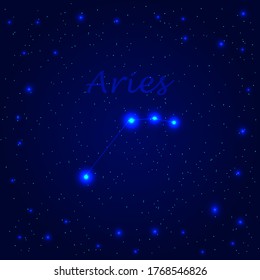 Aries zodiac sign in the starry sky. Constellation of Aries. Vector image