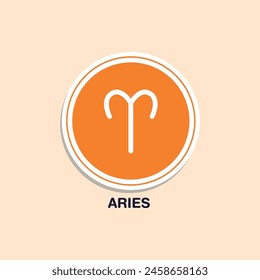 Aries Zodiac Sign Sticker Vector Illustration