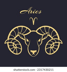 Aries zodiac sign. Symbol and icon of astrology horoscope. Vector illustrations