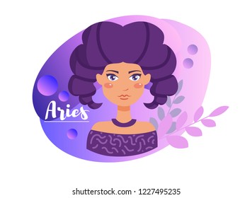 Aries zodiac sign Vector. Cartoon. Isolated art on white background. Flat