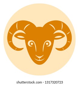 Aries Zodiac Sign. Vector illustration in cartoon simple flat style. Icon, banner.